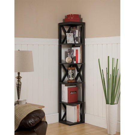 Kb 65 x 11 x 11 in. Corner Bookcase - Espresso KB302746